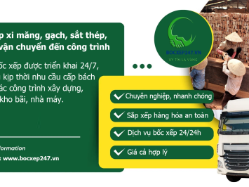 Bốc xếp xi măng, gạch, sắt thép, hỗ trợ vận chuyển đến công trình